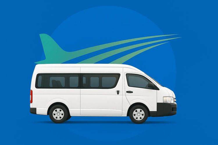 White Toyota Hiace passenger van