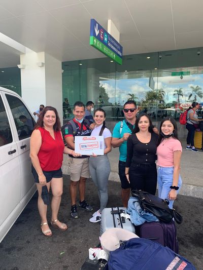 Travelers enjoying stress-free airport pickup